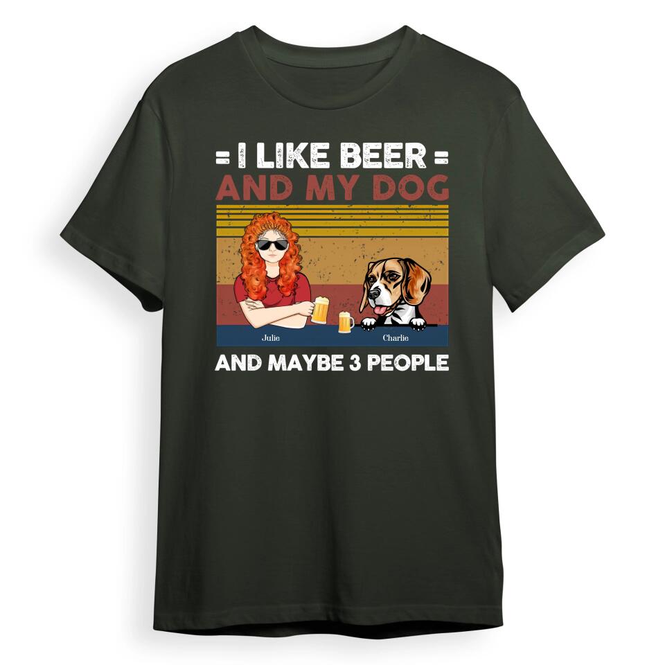 I Like Beer And My Dogs - Dog Personalized Custom Unisex T-shirt, Hoodie, Sweatshirt - Gift For Pet Owners, Pet Lovers T1-1
