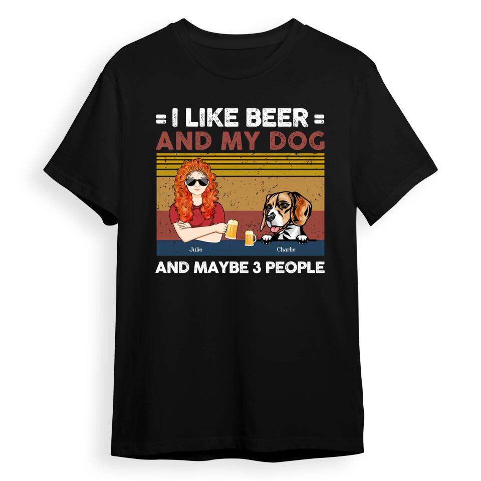 I Like Beer And My Dogs - Dog Personalized Custom Unisex T-shirt, Hoodie, Sweatshirt - Gift For Pet Owners, Pet Lovers T1-1