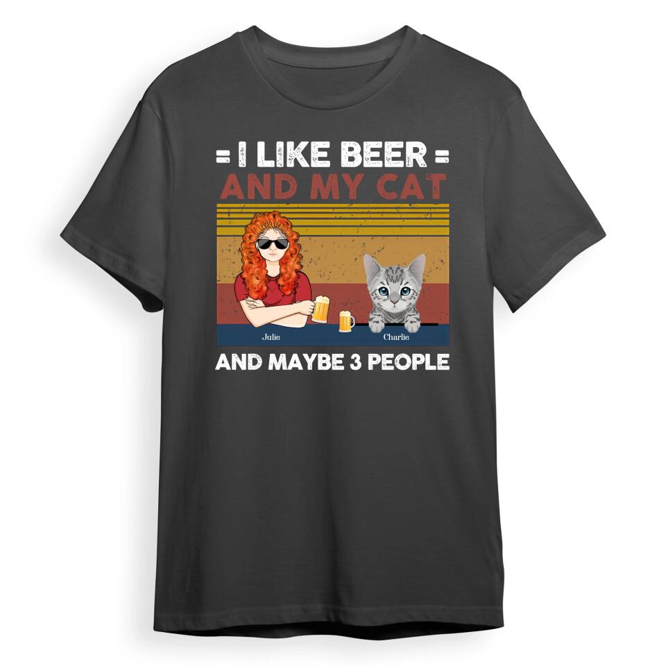 I Like Beer And My Cats - Cat Personalized Custom Unisex T-shirt, Hoodie, Sweatshirt - Gift For Pet Owners, Pet Lovers T5