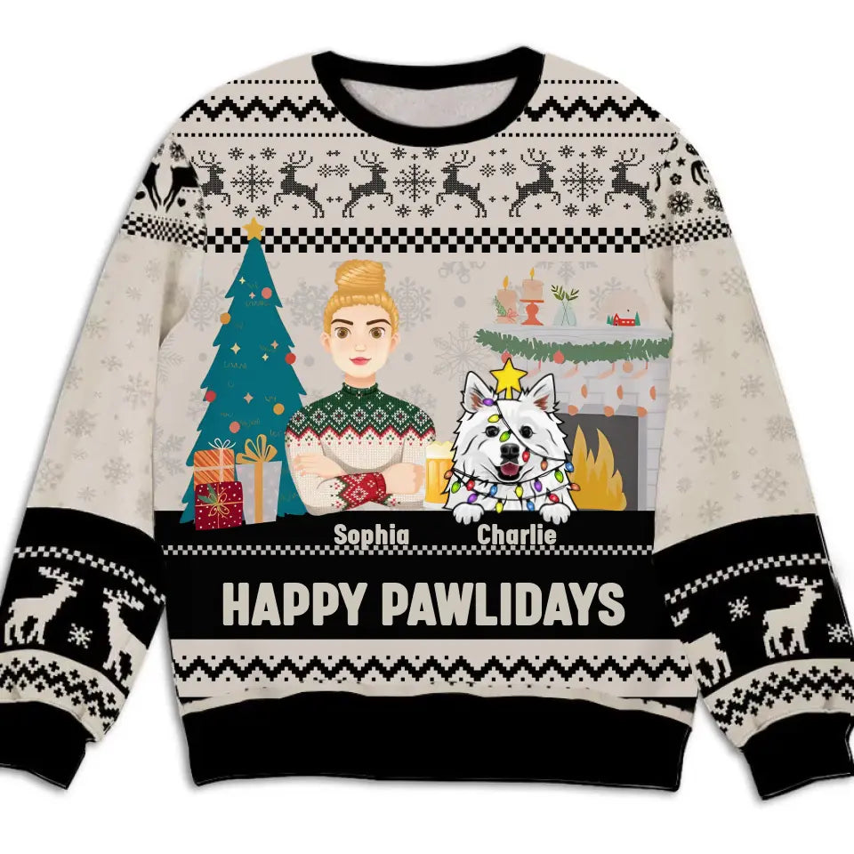 Pawlidays With Dogs - Personalized Custom All-Over-Print Ugly Sweater U69