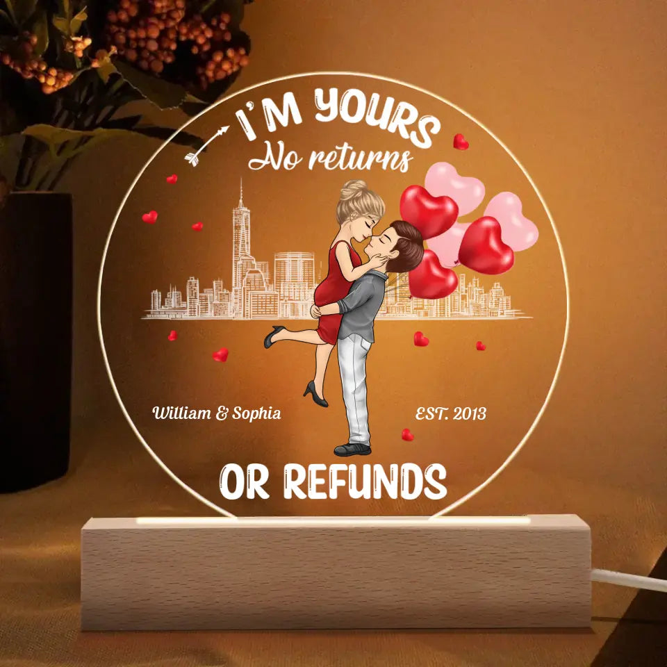 Couple No Returns Or Refunds Valentine‘s Day Gift For Him For Her Personalized Circle LED Night Light - Acrylic LED Lamp PL-F51