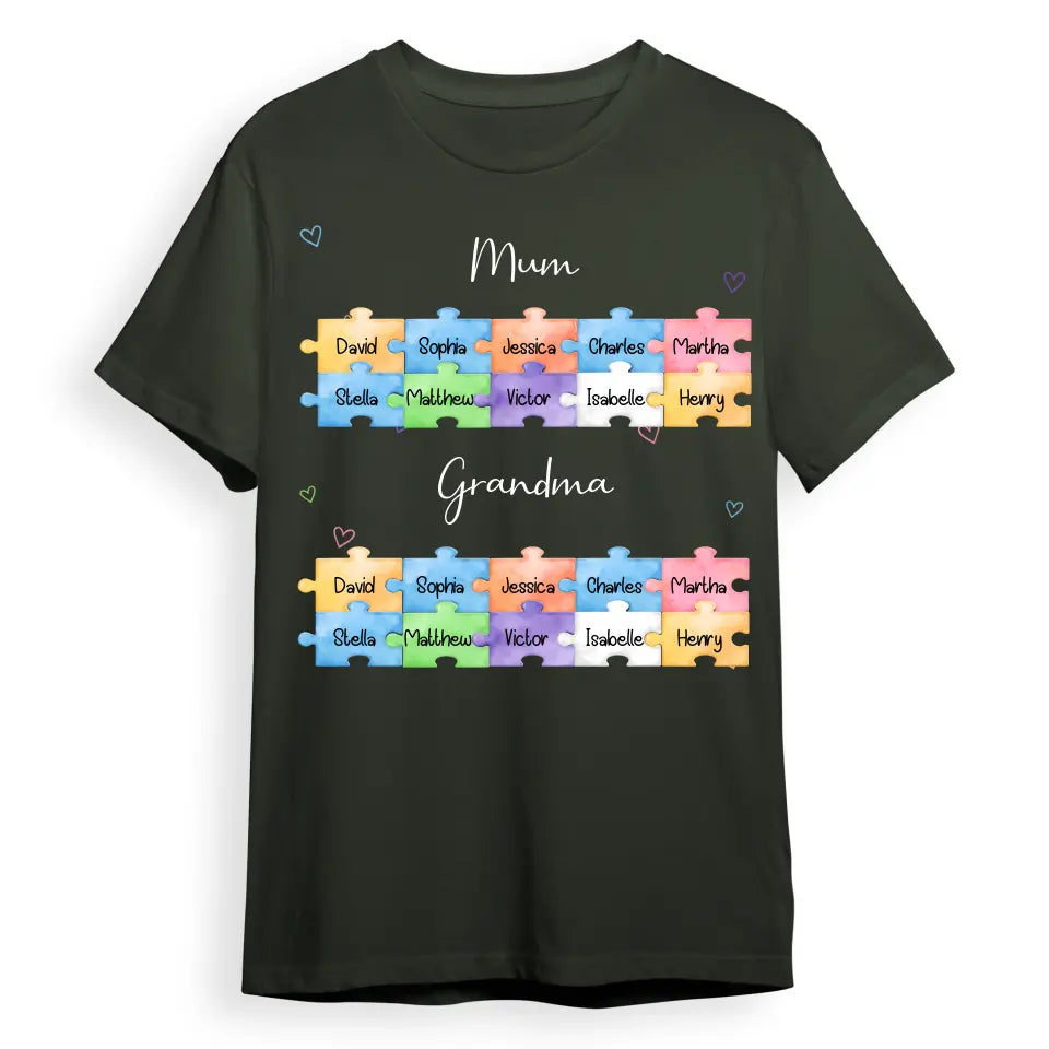 Mom Grandma Puzzle - Gift For Mom, Grandma - Personalized Custom T Shirt T-F178