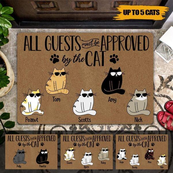 Joyousandfolksy Cat Custom Doormat Name All Guests Must Be Approved By The Cat Personalized Doormat