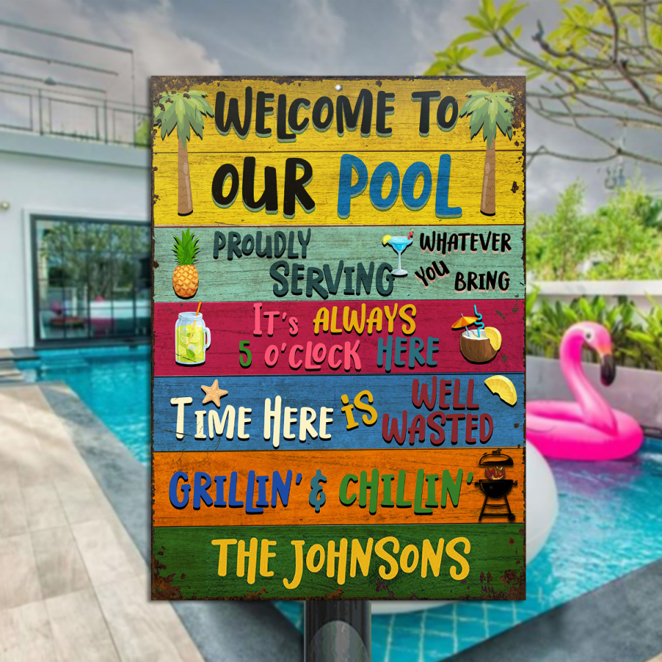 Personalized Swimming Welcome To Our Pool Customized Classic Metal Signs F15