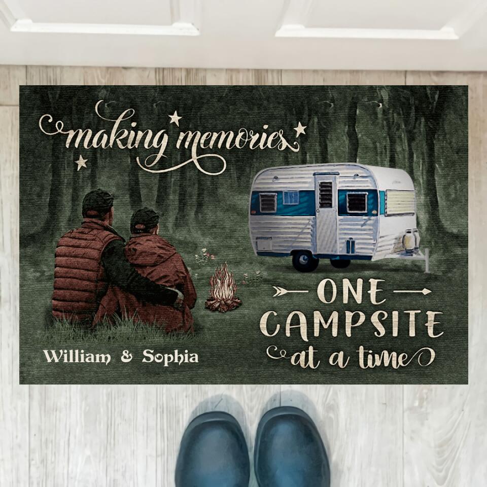 Camping Couple Making Memories One Campsite At A Time - Personalized Door - d-f25