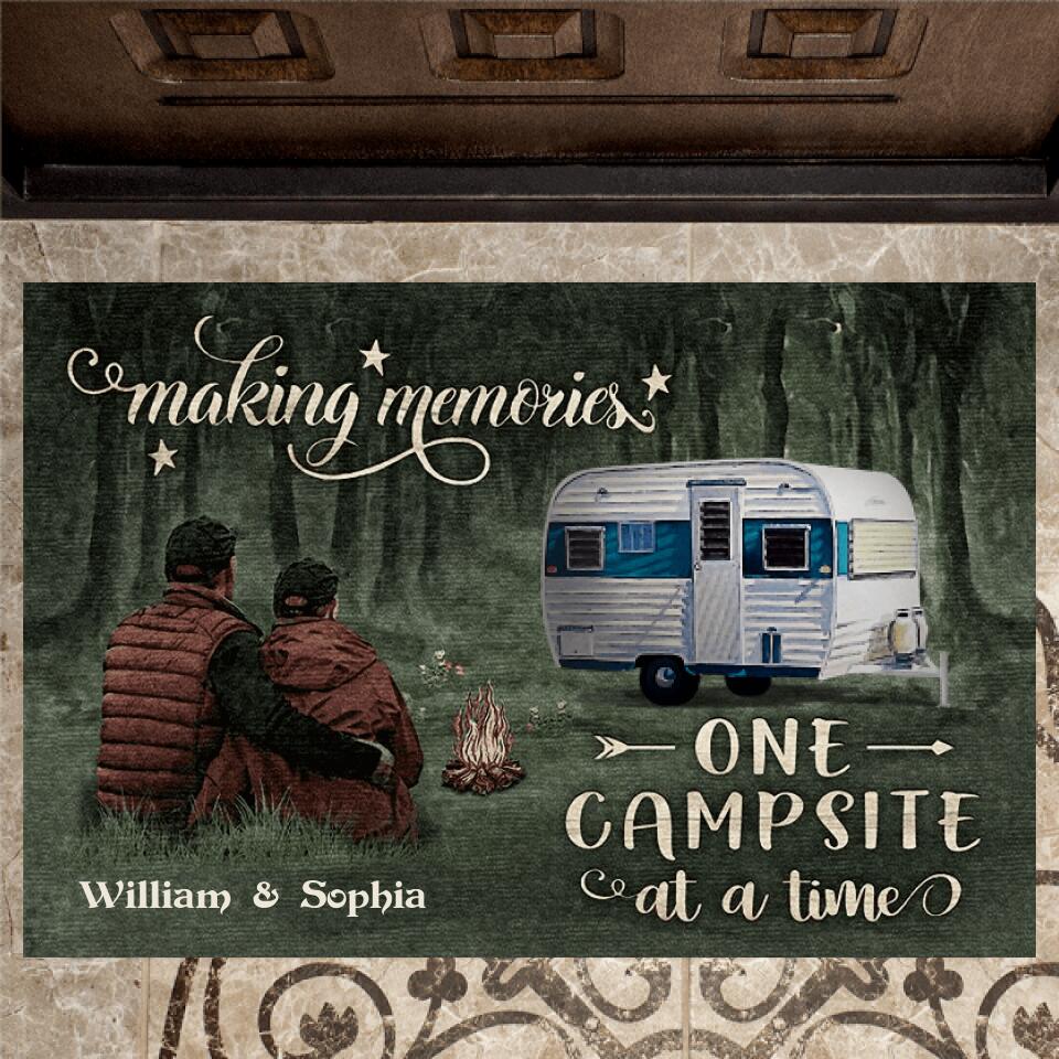 Camping Couple Making Memories One Campsite At A Time - Personalized Door - d-f25