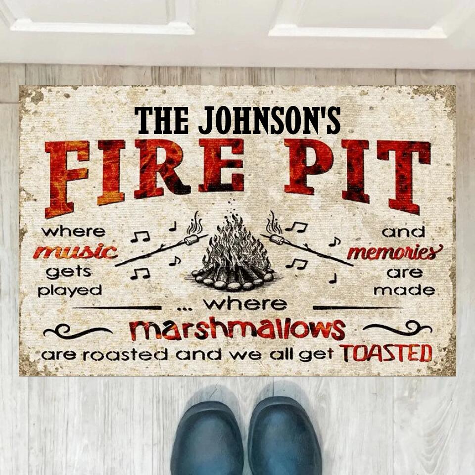 Camping Fire Pit Get Toasted Custom Doormat, Campsite Decoration F22