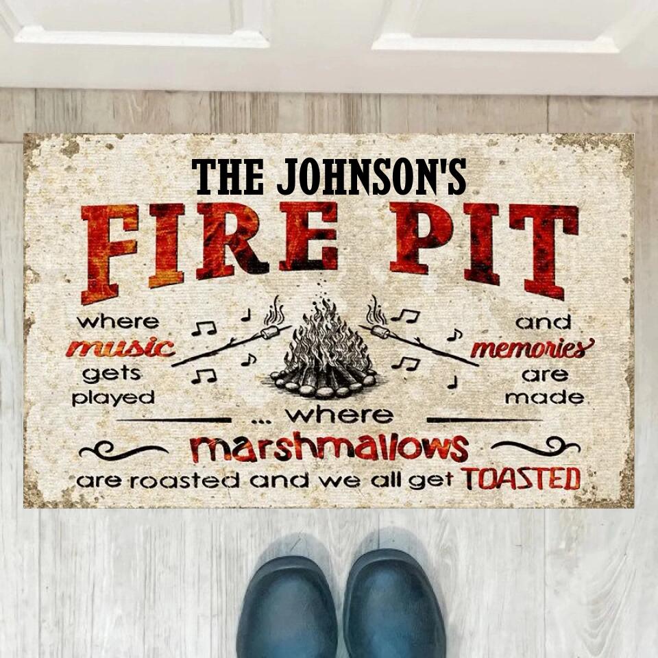 Camping Fire Pit Get Toasted Custom Doormat, Campsite Decoration F22
