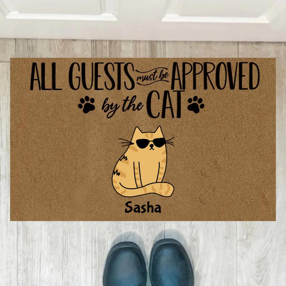 Joyousandfolksy Cat Custom Doormat Name All Guests Must Be Approved By The Cat Personalized Doormat