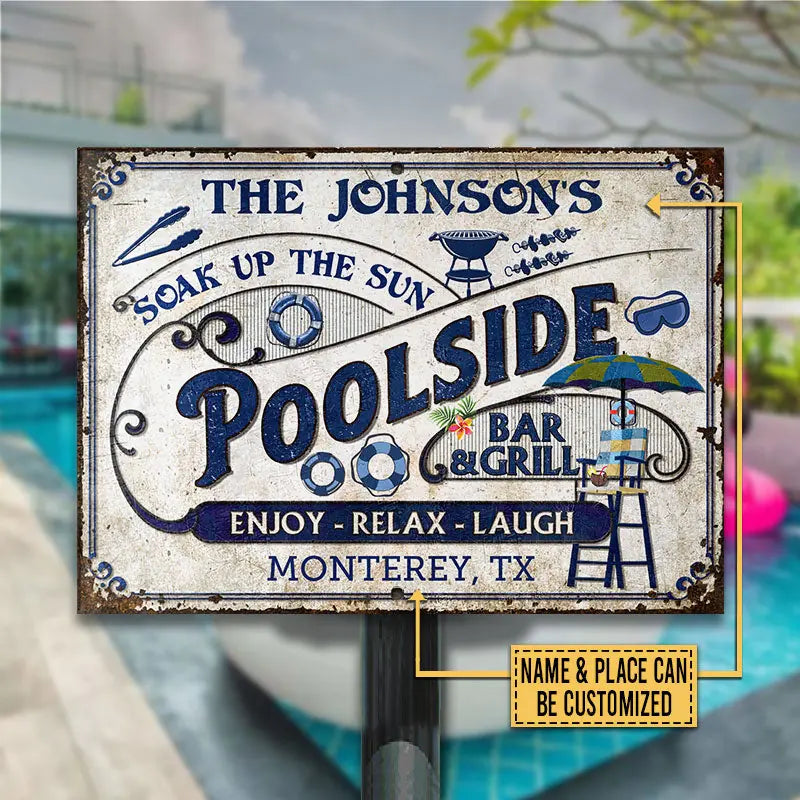 Personalized Pool Bar & Grill Customized Classic Metal Signs F53
