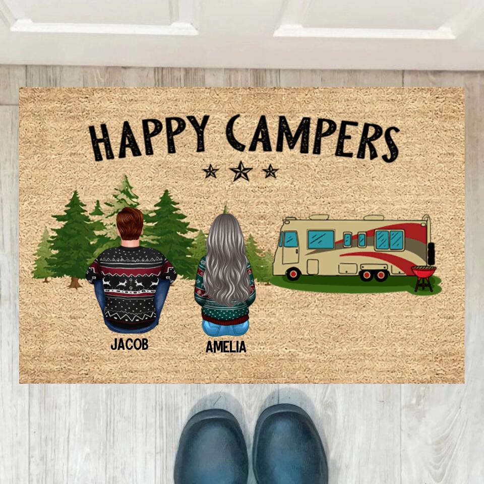 Joyousandfolksy Family Camping Personalized Doormat