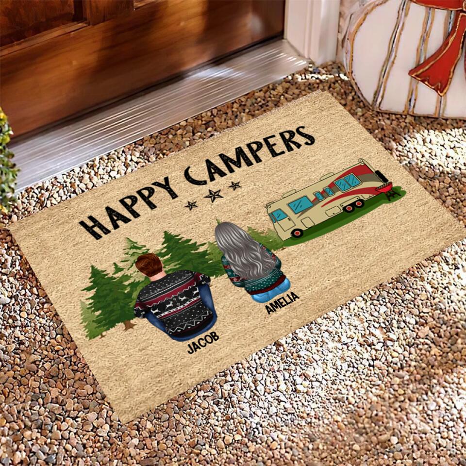 Joyousandfolksy Family Camping Personalized Doormat