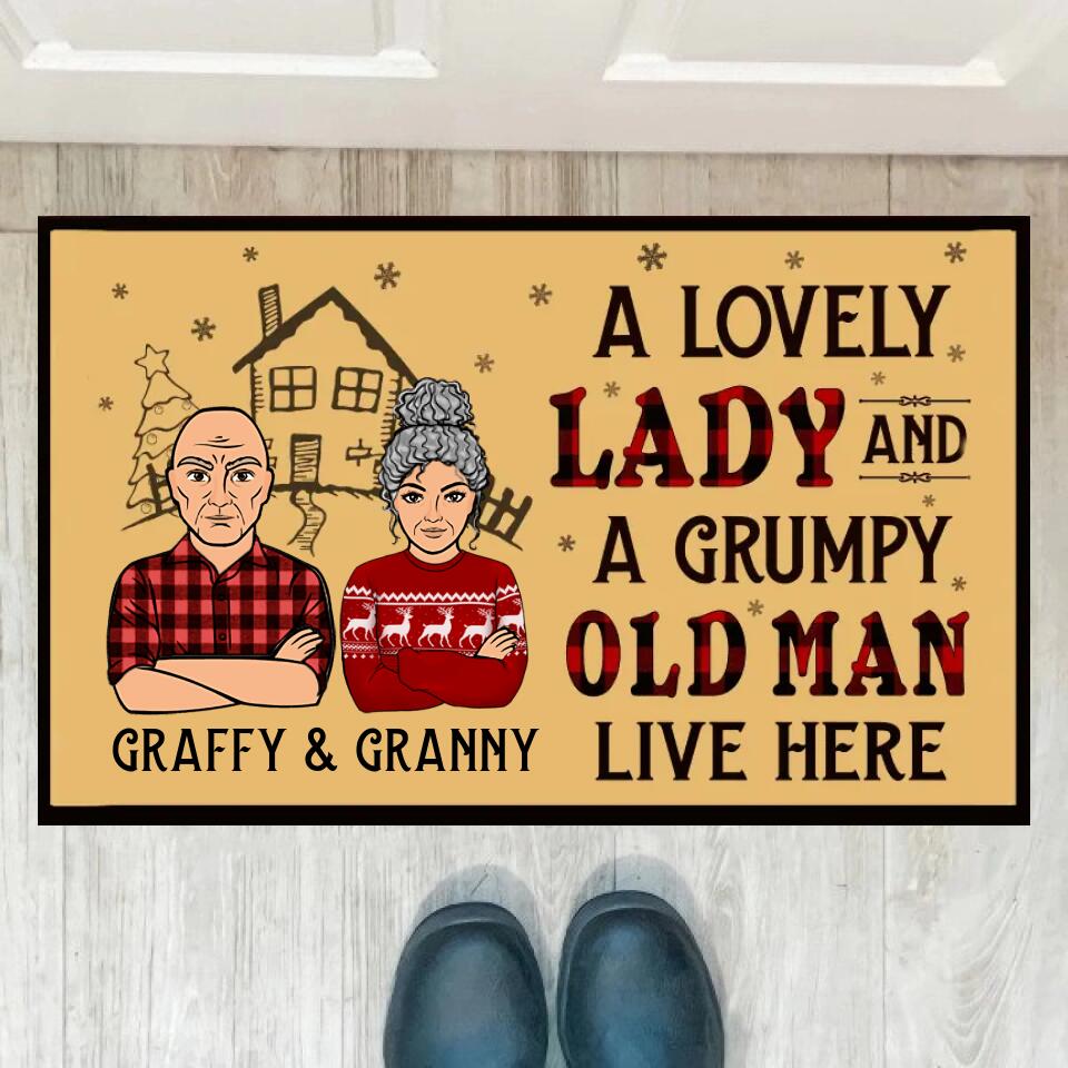 Joyousandfolksy A Lovely Lady And A Grumpy Old Man Live Here, Personalized Doormat, New Home Gift
