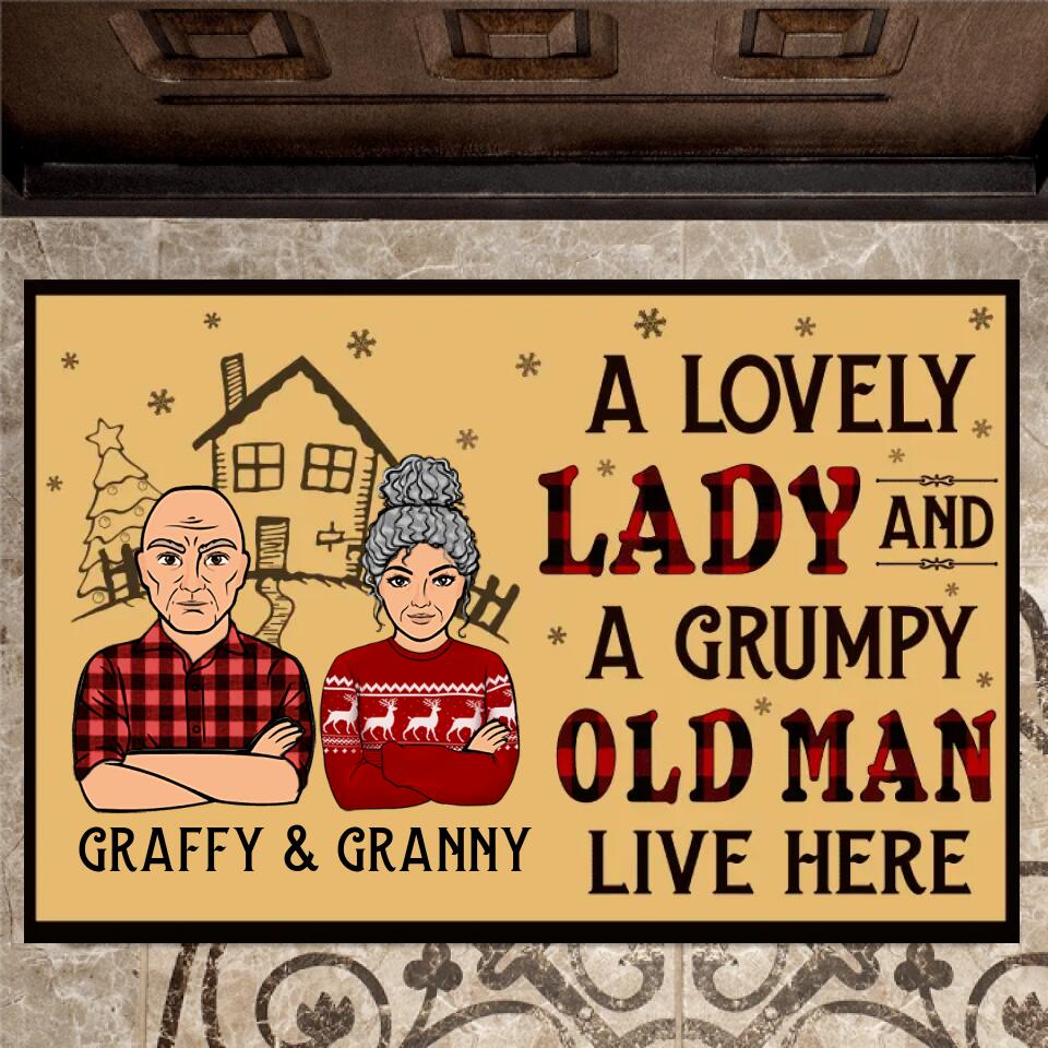 Joyousandfolksy A Lovely Lady And A Grumpy Old Man Live Here, Personalized Doormat, New Home Gift