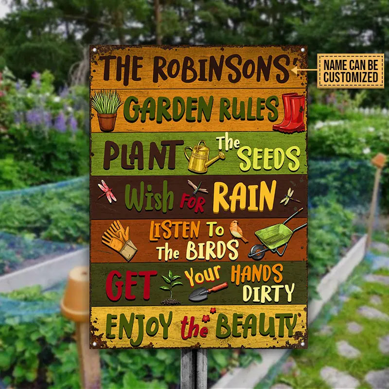 Gardening Garden Rules Custom Classic Metal Signs F60