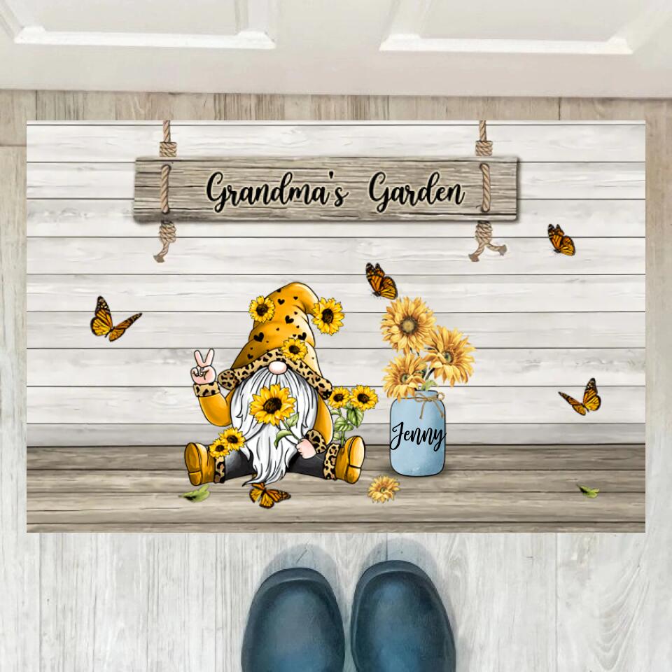 Joyousandfolksy Gnome Grandma's Garden Personalized Doormat