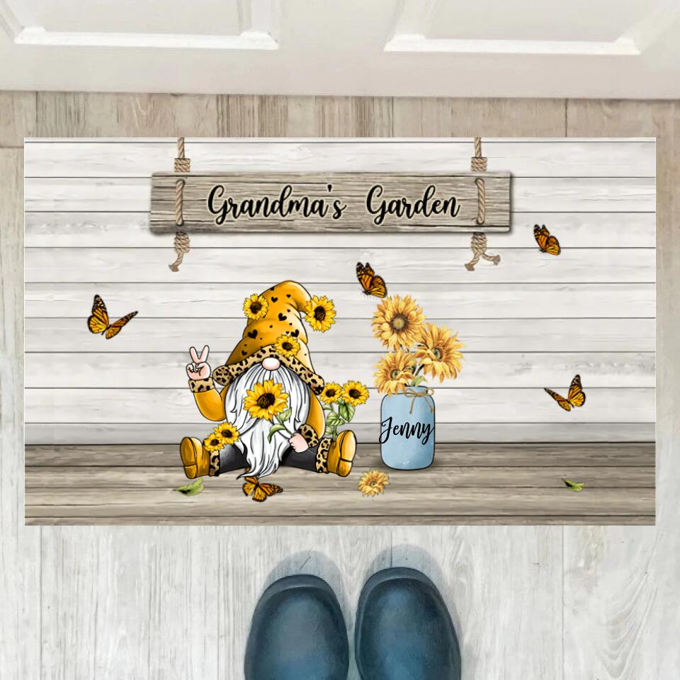 Joyousandfolksy Gnome Grandma's Garden Personalized Doormat