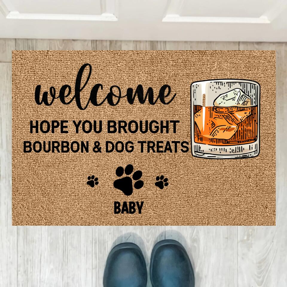 Joyousandfolksy Hope You Brought Dogs Treats Doormat, Gift For Dog Lovers, Personalized Doormat, New Home Gift