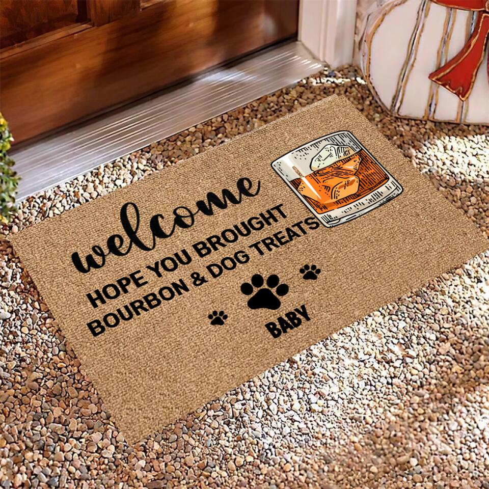 Joyousandfolksy Hope You Brought Dogs Treats Doormat, Gift For Dog Lovers, Personalized Doormat, New Home Gift