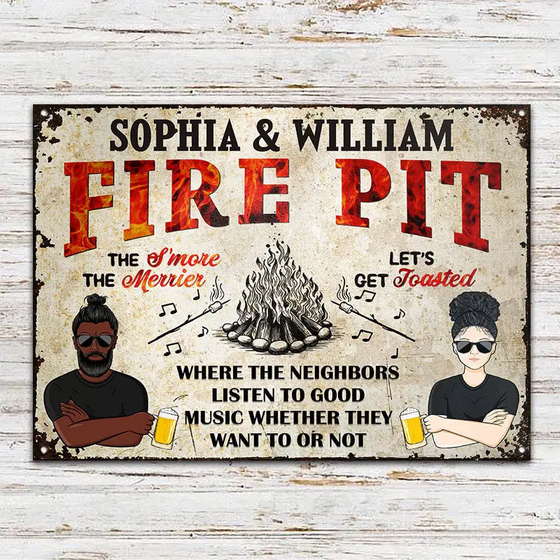 The Neighbor - Fire Pit Backyard Patio Decor - Personalized Custom Classic Metal Signs F72