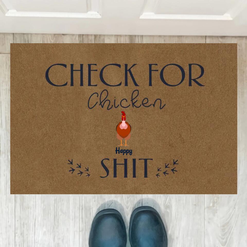 Joyousandfolksy Chicken Doormat Customized Names and Breeds Check For Chicken Shit