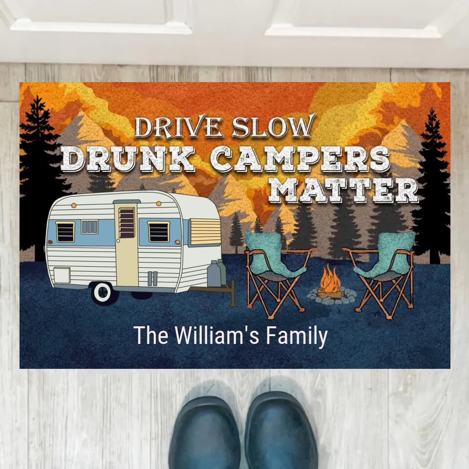 Personalized Camping Retro Making Memories Custom RV Quotes - Personalized Doormat - d-f26