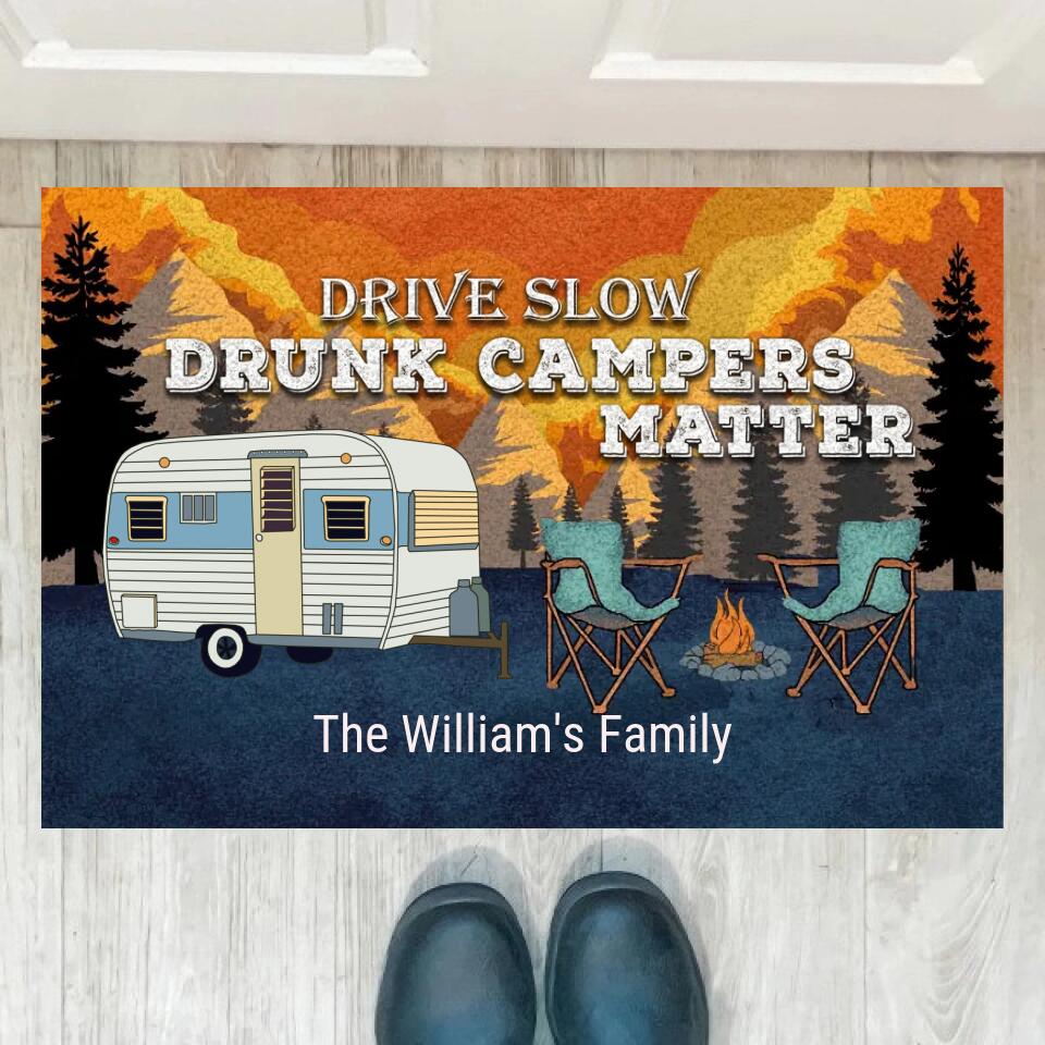 Personalized Camping Retro Making Memories Custom RV Quotes - Personalized Doormat - d-f26