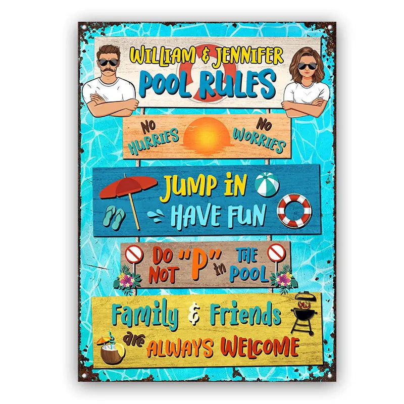 No Hurries No Worries - Pool Decoration For Couples - Personalized Classic Metal Signs F76