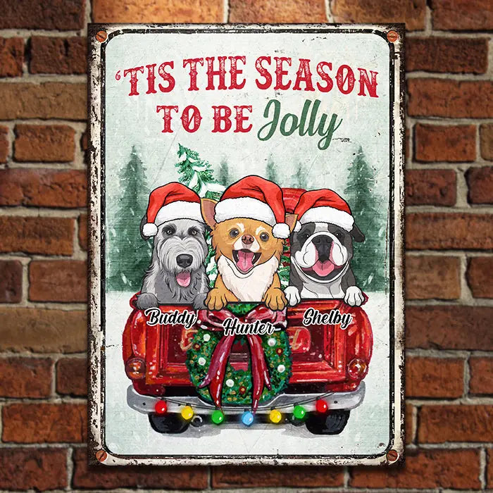 Happy Christmas With Your Dogs - Personalized Metal Sign 16