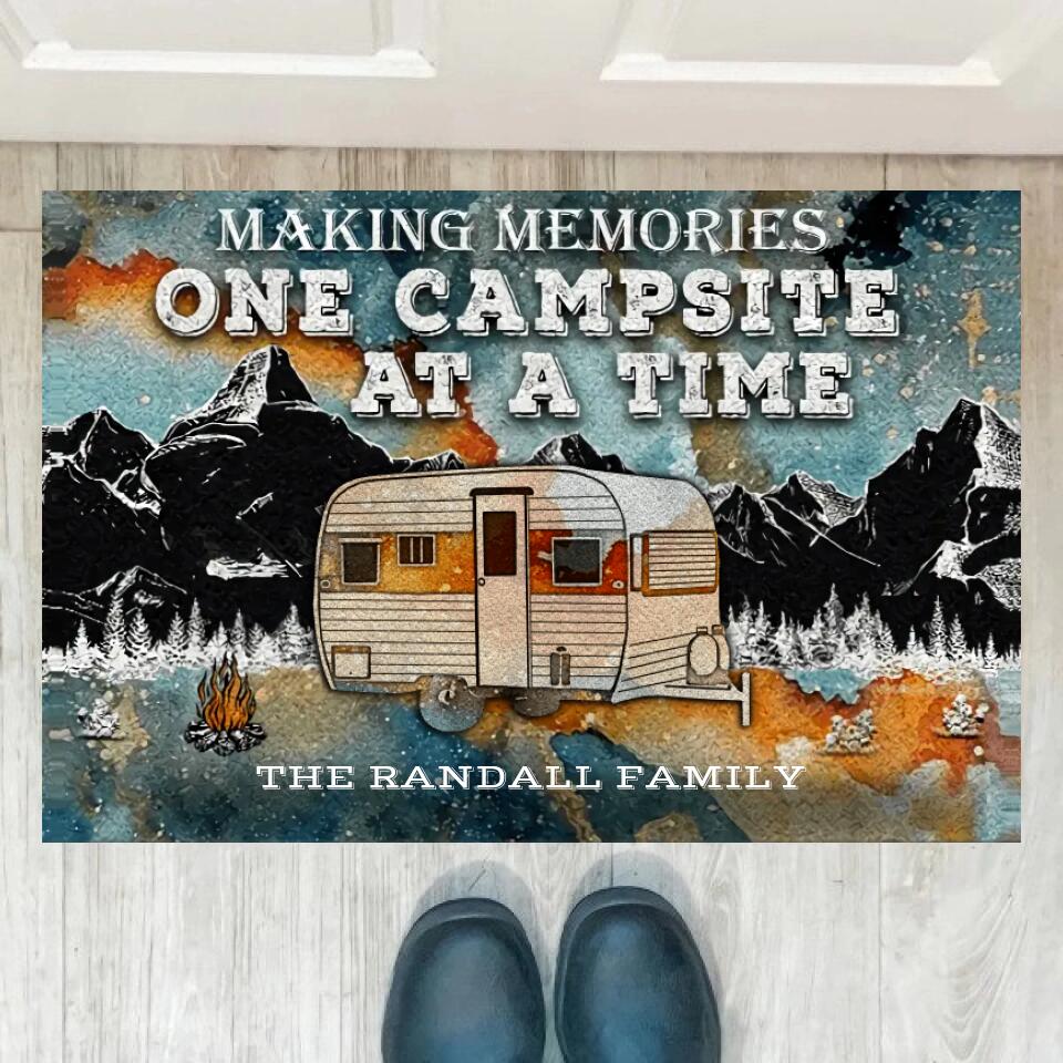 Personalized Camping Making Memories Blue Earth Custom RV Customized Doormat DF28