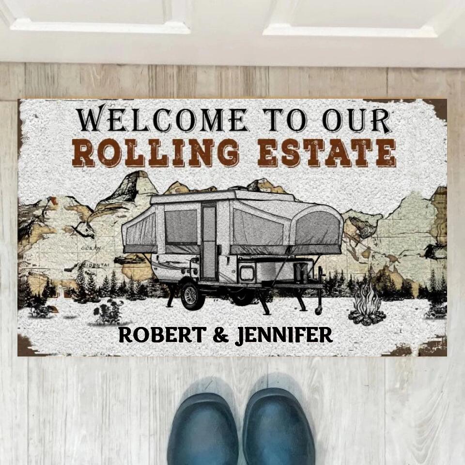 Personalized Camping Map Rolling Estate Customized Doormat DF29