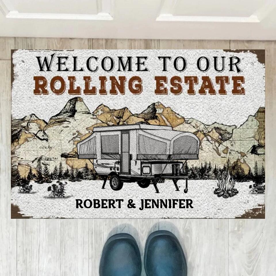 Personalized Camping Map Rolling Estate Customized Doormat DF29