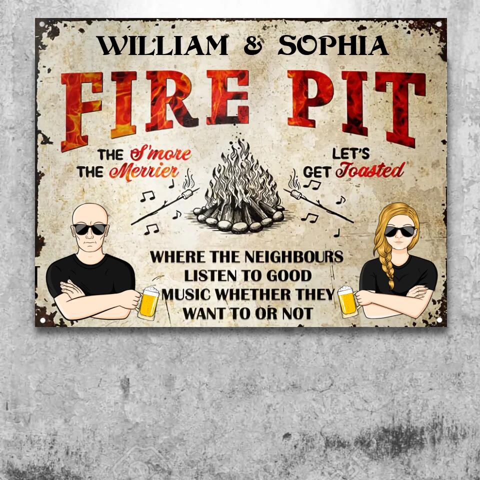 The Neighbor - Fire Pit Backyard Patio Decor - Personalized Custom Classic Metal Signs F72