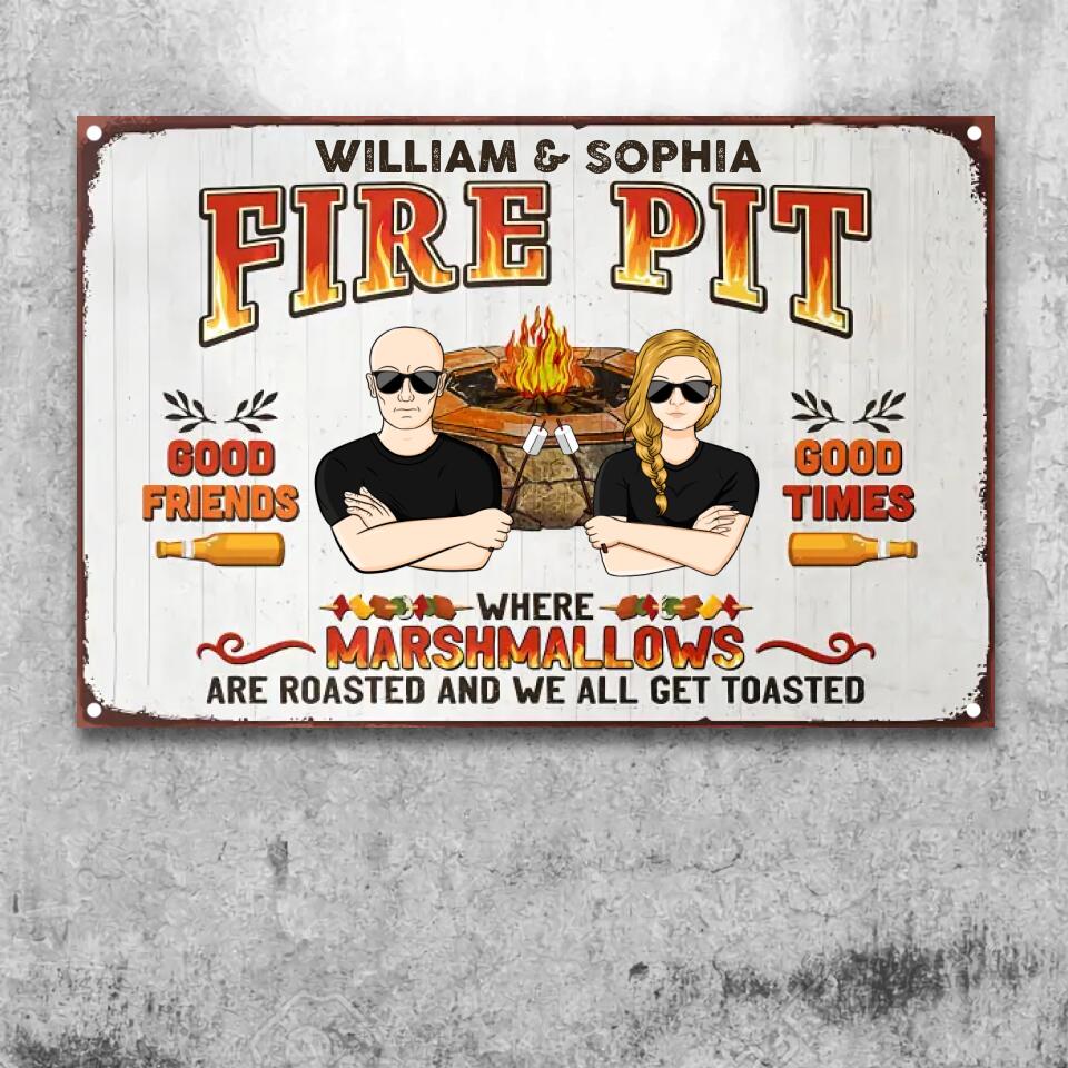 Fire Pit Friends And Marshmallows Get Toasted - Personalized Custom Classic Metal Signs F68