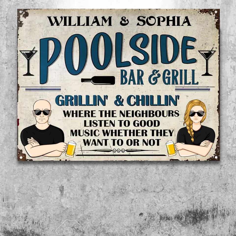 Color Where The Neighbors Listen - Swimming Pool Decor - Personalized Custom Classic Metal Signs F70