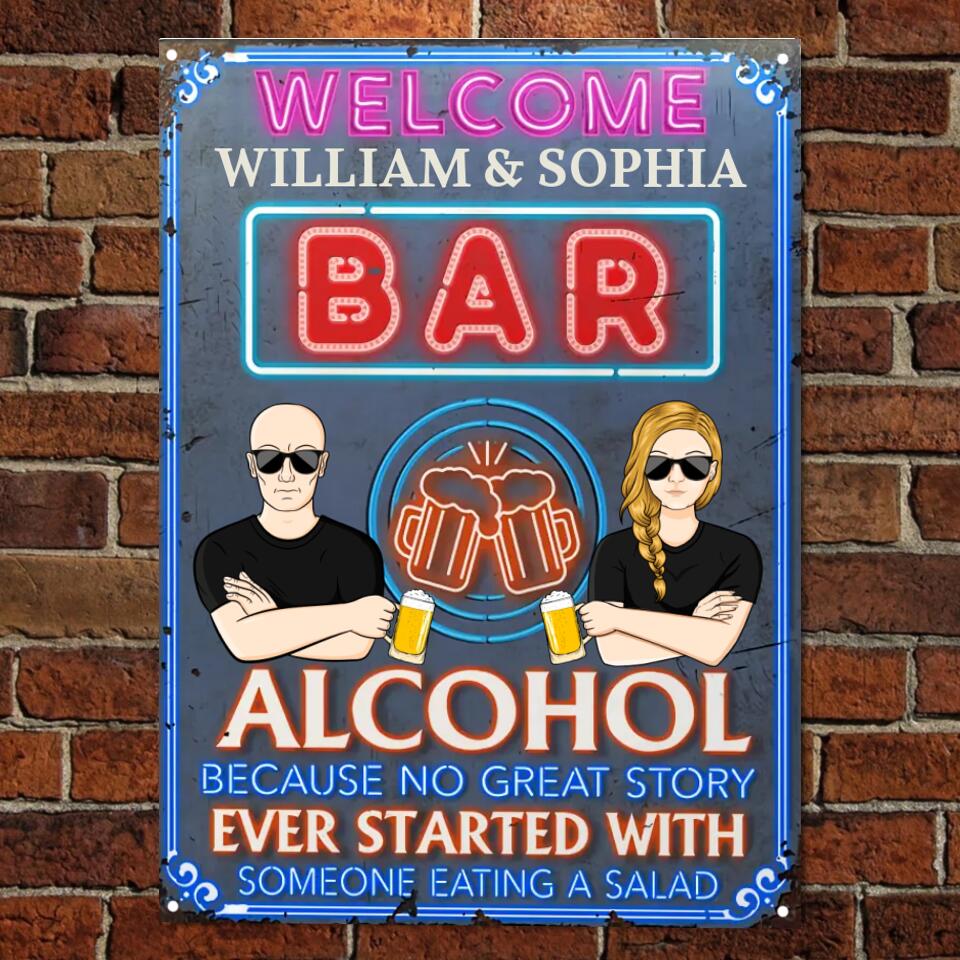 Alcohol Because No Great Story - Home Bar Idea Decor - Personalized Custom Classic Metal Signs F78