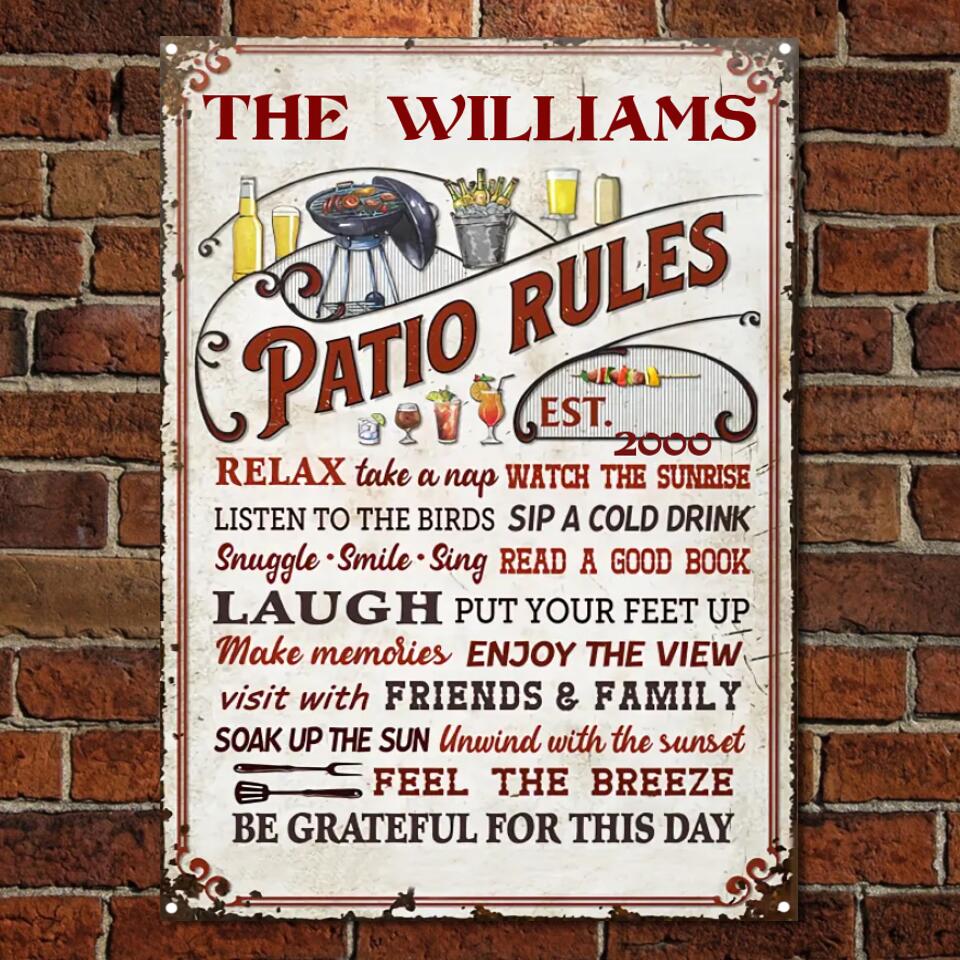 Personalized Patio Rules Take A Nap Custom Classic Metal Signs F100