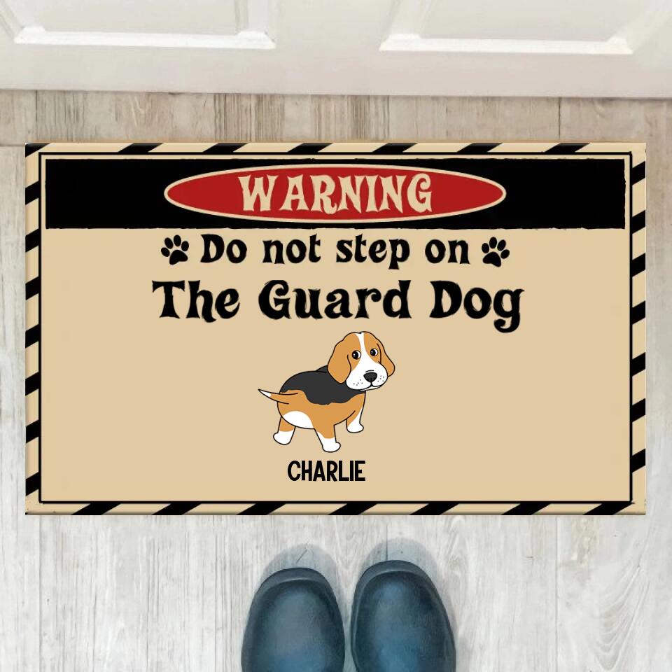 Joyousandfolksy Do Not Step On Guard Dogs, Gift For Dog Lovers, Personalized Doormat, New Home Gift