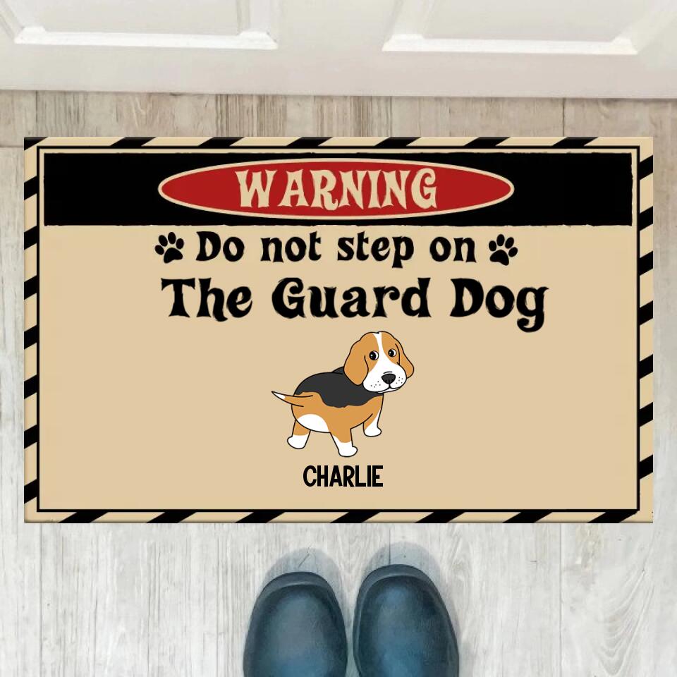 Joyousandfolksy Do Not Step On Guard Dogs, Gift For Dog Lovers, Personalized Doormat, New Home Gift