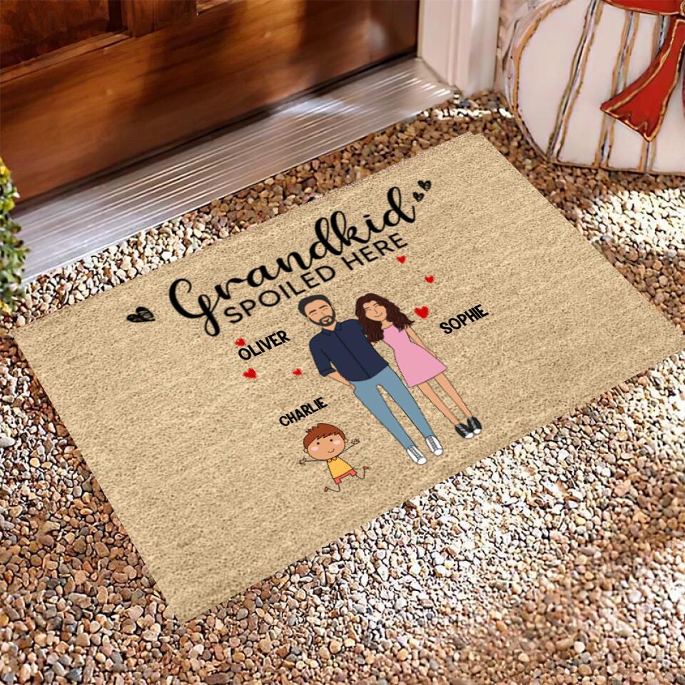 Joyousandfolksy Stick Family Our Grandparents Home Personalized Doormat