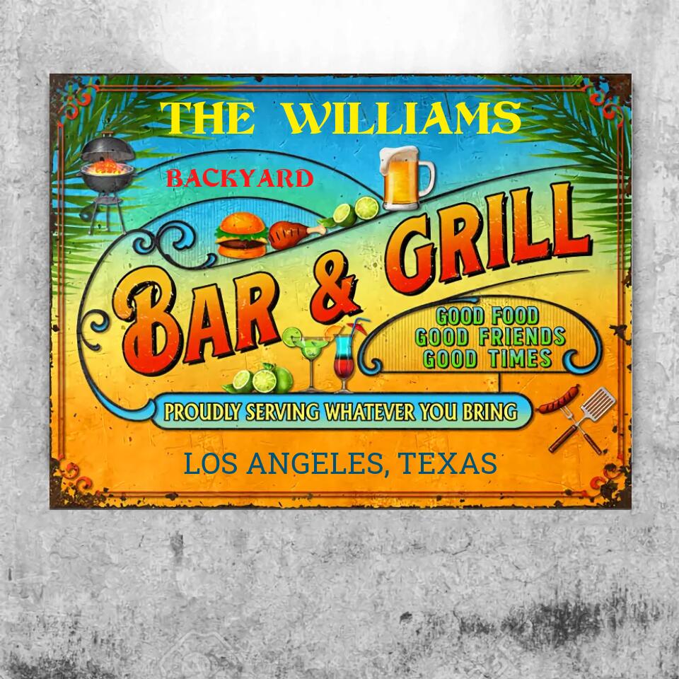 Personalized Grilling Summer Good Food Good Friends Customized Classic Metal Signs f12