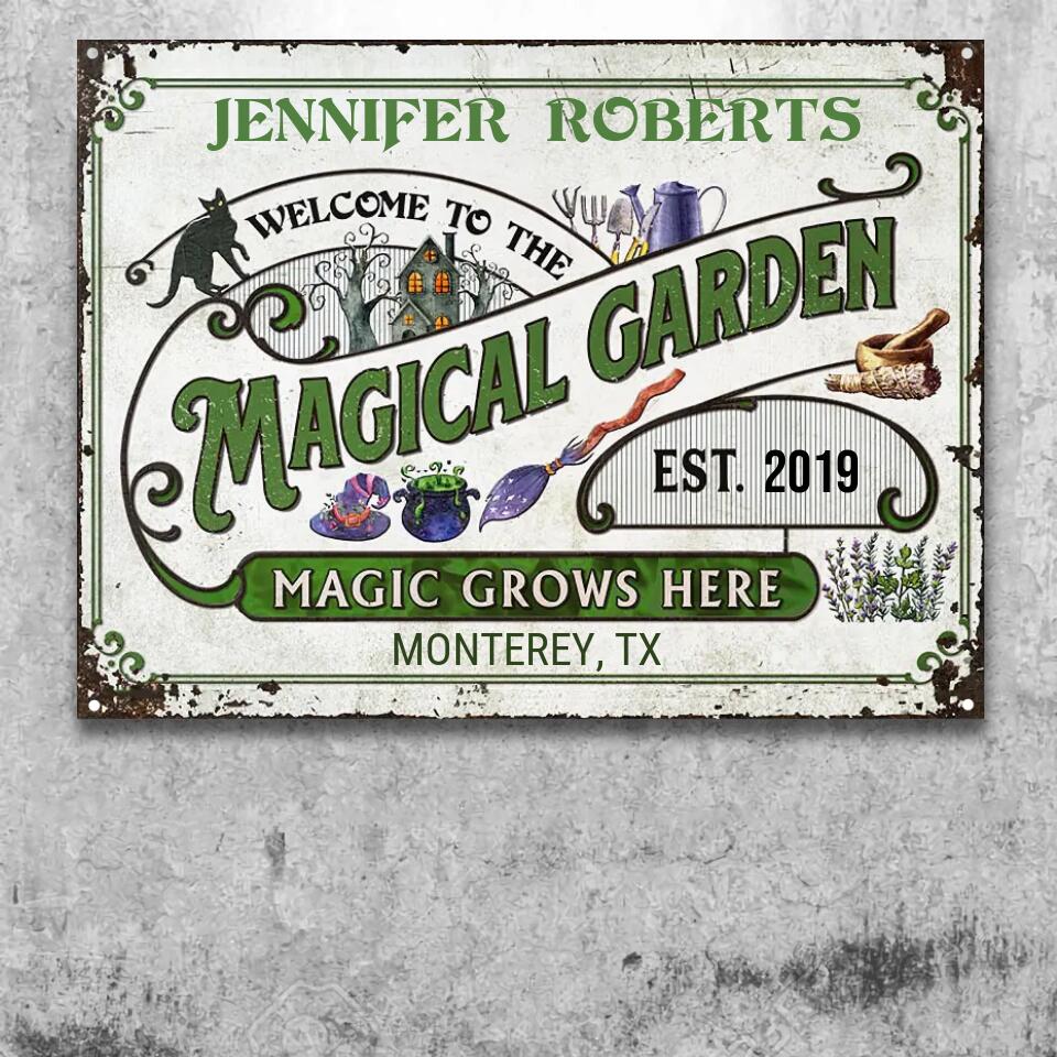 Witch Garden Magic Grows Here Custom Classic Metal Signs F106