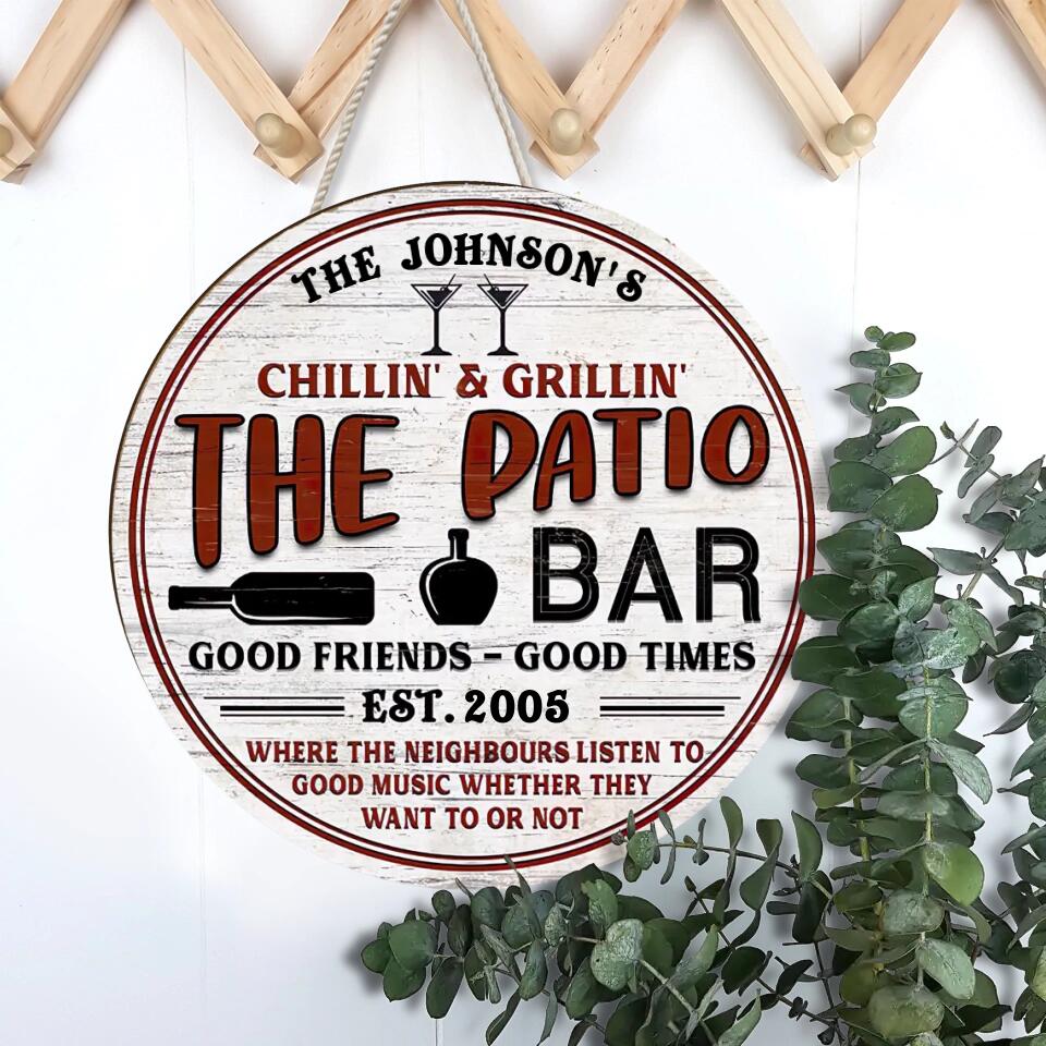 Personalized Patio Grilling Backyard Custom Wood Circle Sign WS-F20