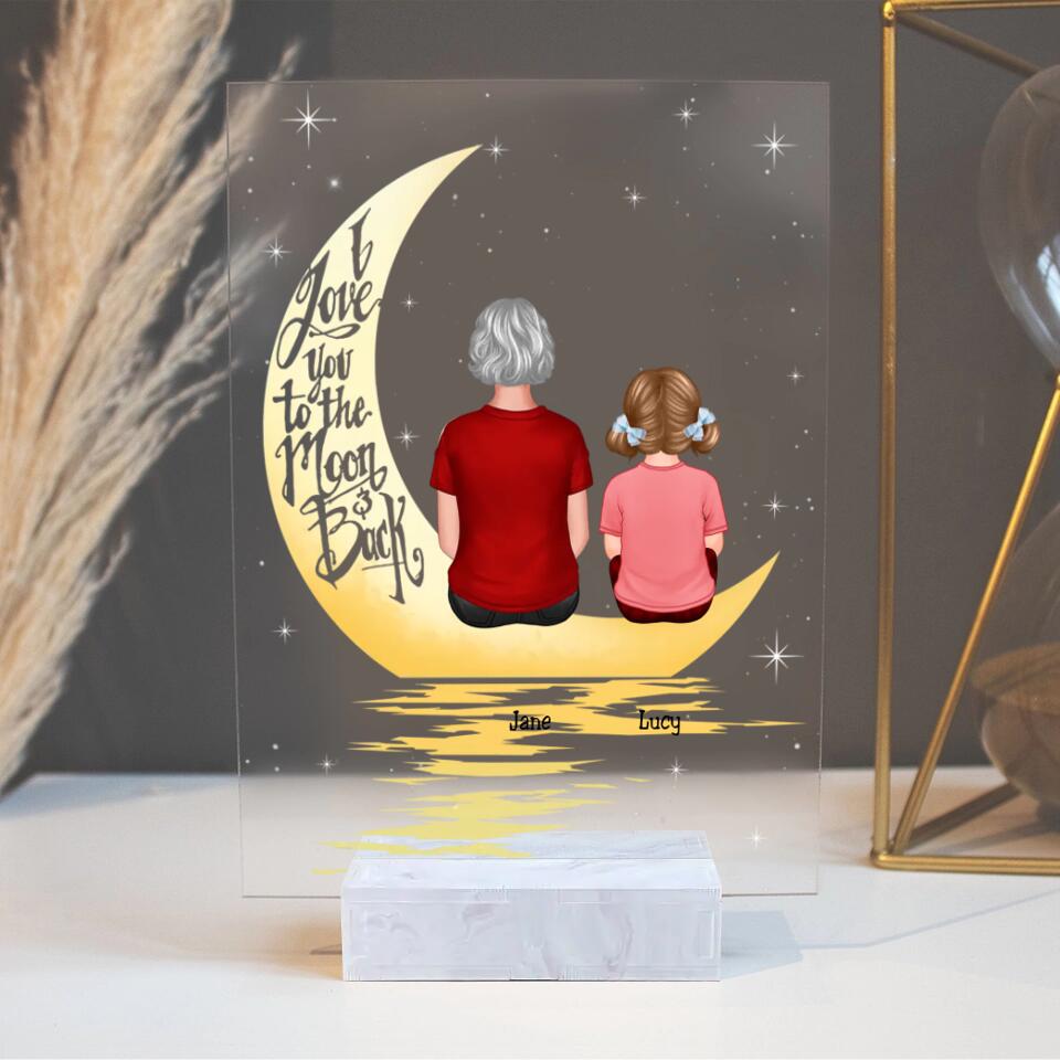 Grandma Grandkid In The Moonlight, Personalised Plaque LED Night Light PL-F22