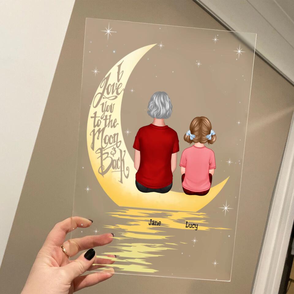 Grandma Grandkid In The Moonlight, Personalised Plaque LED Night Light PL-F22