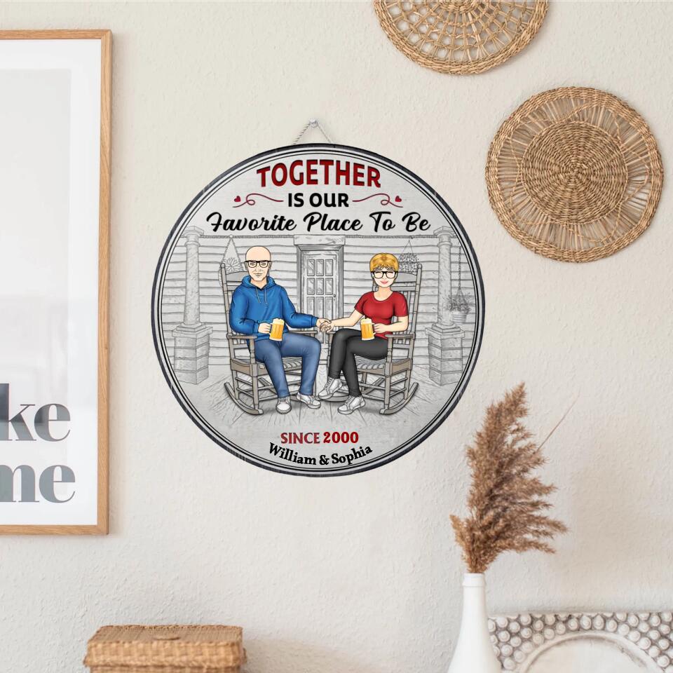 Family Couple Welcome To Our Home - Couple Gift - Personalized Custom Wood Circle Sign WS-F7