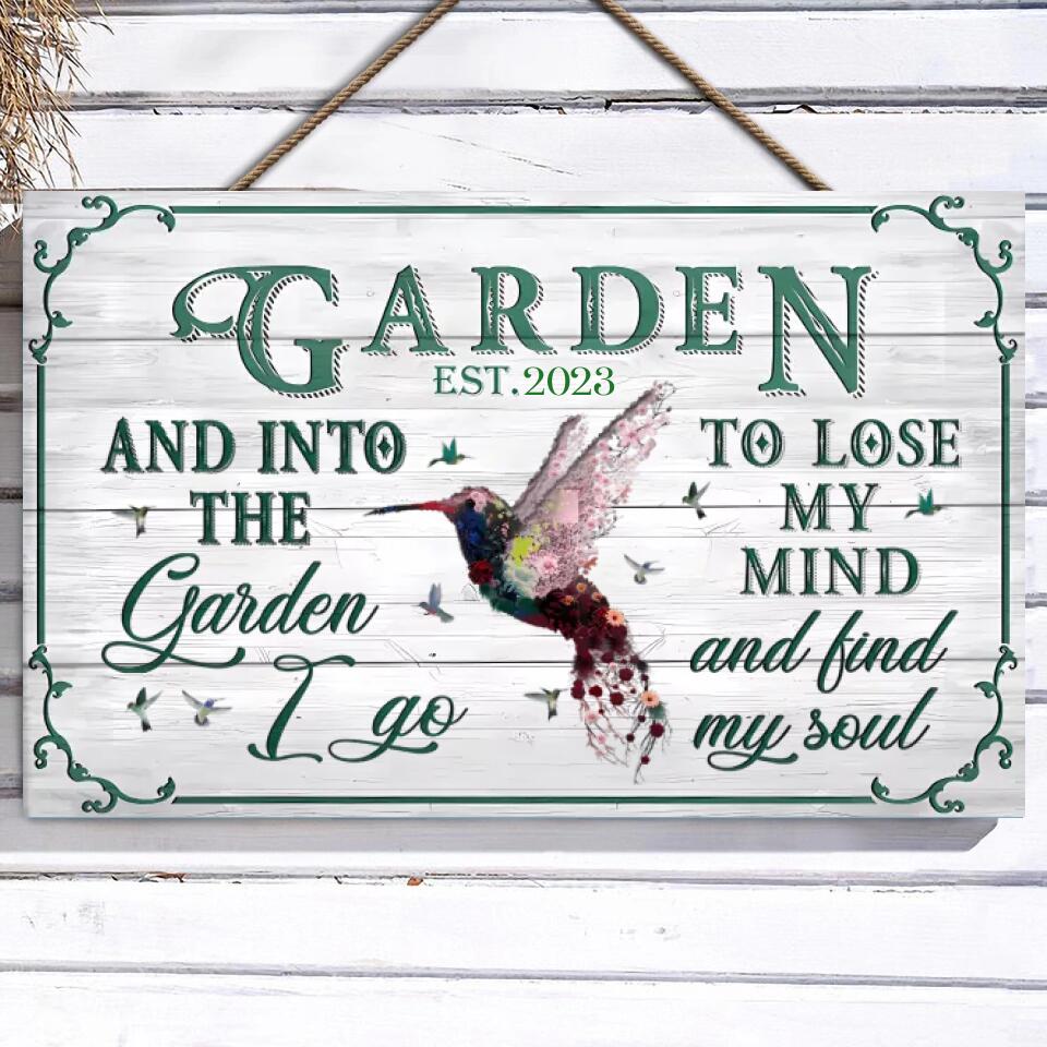 Garden Floral Art Find My Soul, Personalised Rectangle Wood Sign WS-F44