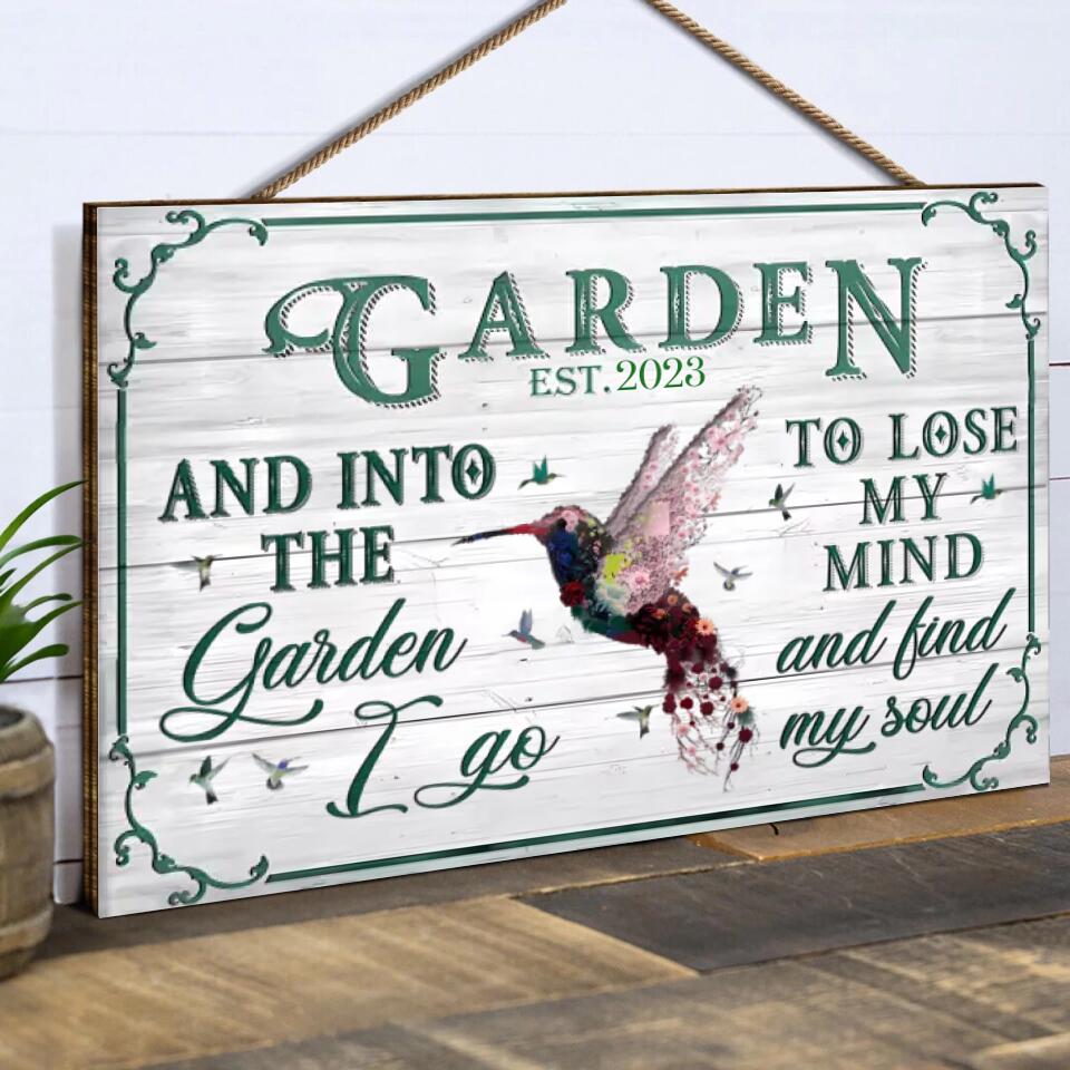 Garden Floral Art Find My Soul, Personalised Rectangle Wood Sign WS-F44