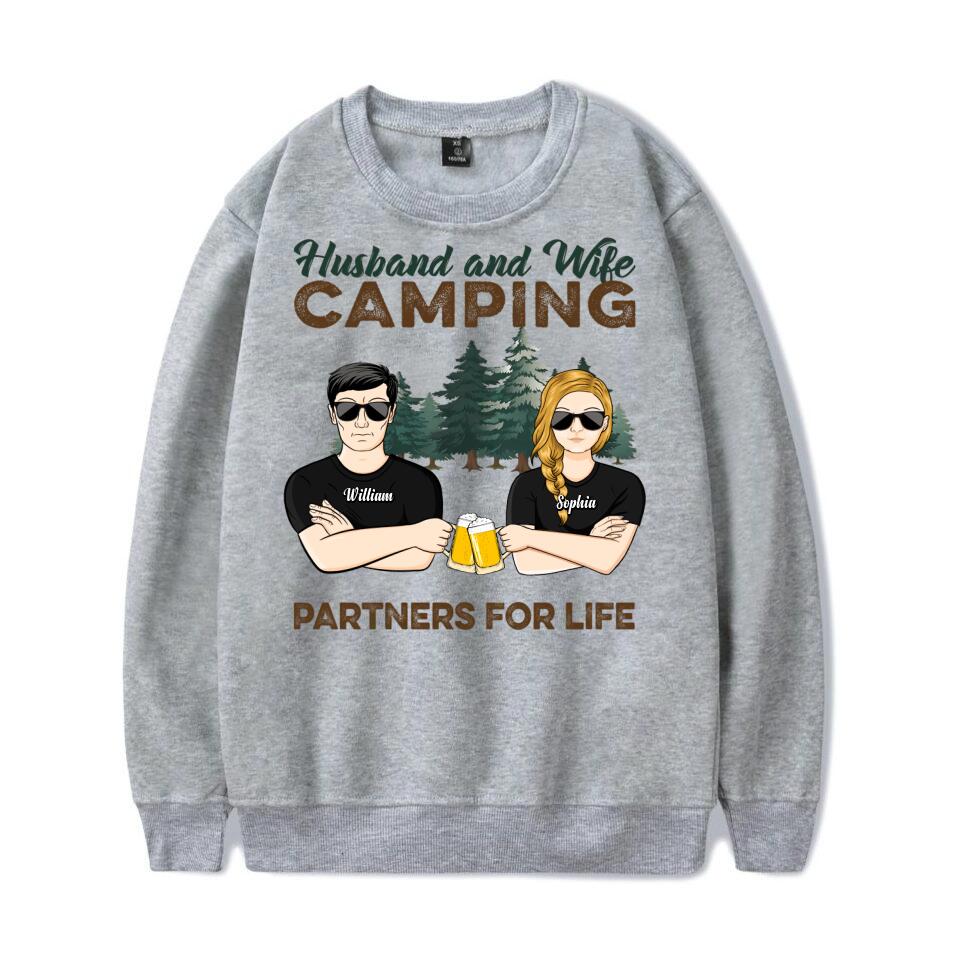 Husband And Wife Camping Partners For Life - Camping Couple Gift - Personalized Custom T-Shirt, Hoodie, Swearshirt T-F17