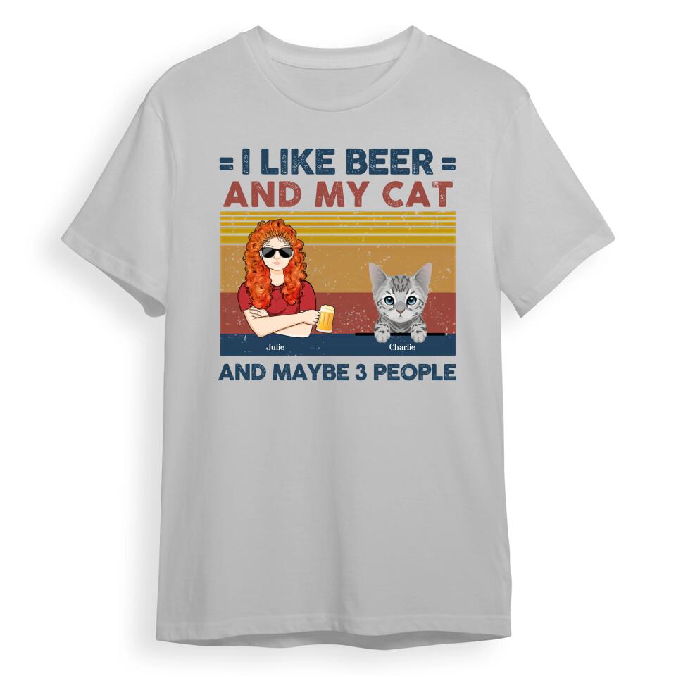 I Like Beer And My Cats - Cat Personalized Custom Unisex T-shirt, Hoodie, Sweatshirt - Gift For Pet Owners, Pet Lovers T4